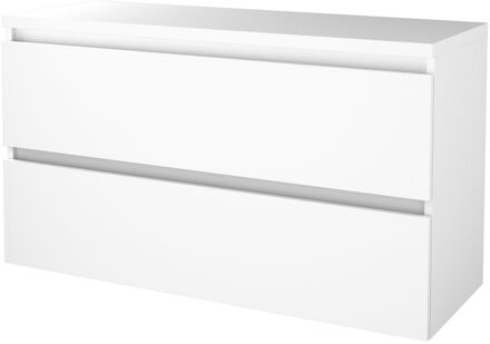 Boss & Wessing Badmeubelset BWS Salt 120x46cm Greeploos 2 Lades Met Afdekplaat Ice White Wit