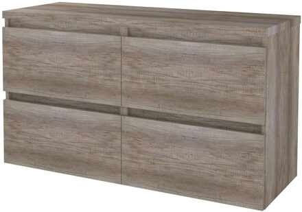 Boss & Wessing Badmeubelset BWS Salt 120x46cm Greeploos 4 Lades Met Afdekplaat Scotch Oak Bruin