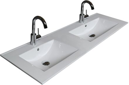 Boss & Wessing Badmeubelset BWS Salt 120x46cm Greeploos 4 Lades Met Wastafel 2 Kraangaten Ice White Wit