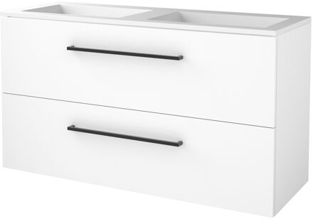 Boss & Wessing Badmeubelset BWS Salt 120x46cm Met Grepen 2 Lades Met Wastafel Ice White Wit