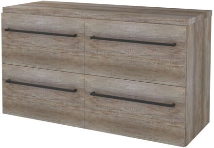 Boss & Wessing Badmeubelset BWS Salt 120x46cm Met Grepen 4 Lades Met Afdekplaat Scotch Oak Bruin