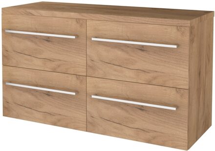 Boss & Wessing Badmeubelset BWS Salt 120x46cm Met Grepen 4 Lades Met Afdekplaat Whisky Oak Bruin