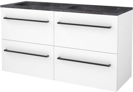 Boss & Wessing Badmeubelset BWS Salt 120x46cm Met Grepen 4 Lades Met Wastafel Hardsteen 2 Kraangaten Ice White Wit