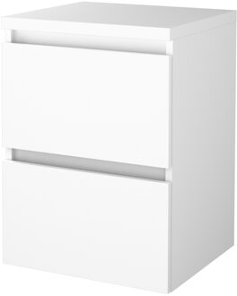 Boss & Wessing Badmeubelset BWS Salt 50x46cm Greeploos 2 Lades Met Afdekplaat Ice White Wit