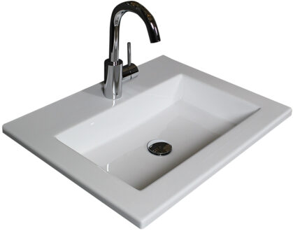 Boss & Wessing Badmeubelset BWS Salt 50x46cm Greeploos 2 Lades Met Wastafel Acryl Ice White Wit