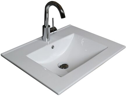 Boss & Wessing Badmeubelset BWS Salt 60x39cm Met Grepen 2 Lades Met Wastafel 1 Kraangat Ice White Wit