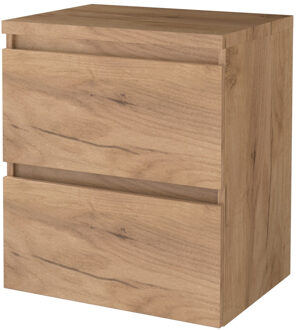 Boss & Wessing Badmeubelset BWS Salt 60x46cm Greeploos 2 Lades Met Afdekplaat Whisky Oak Bruin