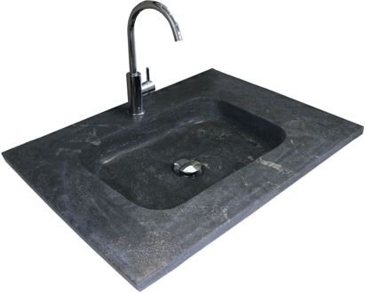 Boss & Wessing Badmeubelset BWS Salt 60x46cm Greeploos 2 Lades Met Wastafel Hardsteen Whisky Oak Bruin