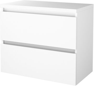 Boss & Wessing Badmeubelset BWS Salt 80x46cm Greeploos 2 Lades Met Afdekplaat Ice White Wit