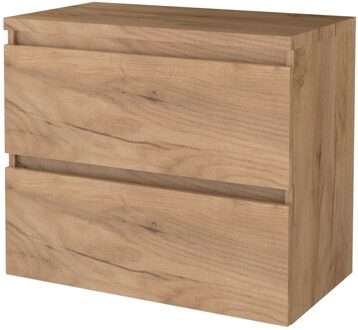 Boss & Wessing Badmeubelset BWS Salt 80x46cm Greeploos 2 Lades Met Afdekplaat Whisky Oak Bruin