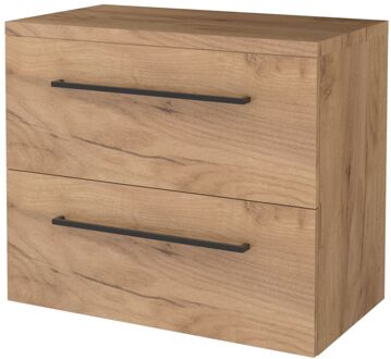 Boss & Wessing Badmeubelset BWS Salt 80x46cm Met Grepen 2 Lades Met Afdekplaat Whisky Oak Bruin