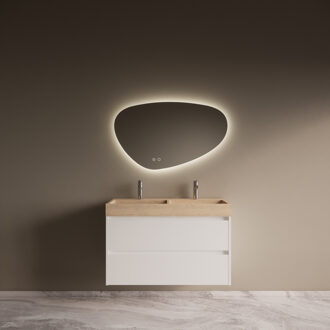 Boss & Wessing Badmeubelset Riga Travertin met Wastafel 100 cm Mat Wit