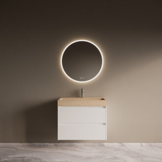 Boss & Wessing Badmeubelset Riga Travertin met Wastafel 80 cm Mat Wit