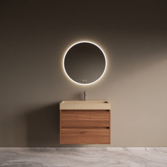 Boss & Wessing Badmeubelset Riga Travertin met Wastafel 80 cm Walnoot