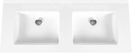 Boss & Wessing Beta Solid Surface Dubbele Wastafel - 120cm - Zonder Kraangat - Acryl Wit
