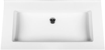 Boss & Wessing Beta Solid Surface Enkele Wastafel - 80cm - Zonder Kraangat - Acryl Wit