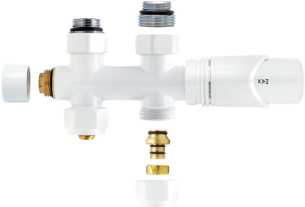 Boss & Wessing Bewonen Alento aansluitset 1/2" - 3/4" met thermostaatknop - recht - wit