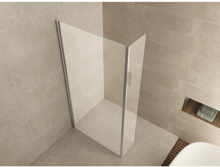 Boss & Wessing BWS Apollo Zijwand met Hoekprofiel 40x200cm 10mm NANO Coating Wit Chroom