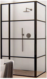 Boss & Wessing BWS Douchecabine Frame 90x60 cm 8 mm NANO Glas Mat Zwart Raster
