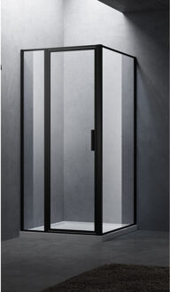 Boss & Wessing BWS Douchecabine Recta 100 cm Met Vast Paneel Nano Glas Mat Zwart Profiel (ALLE MATEN)