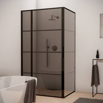 Boss & Wessing BWS Douchecabine Smoke Frame 90x120 cm NANO Rookglas Mat Zwart Raster