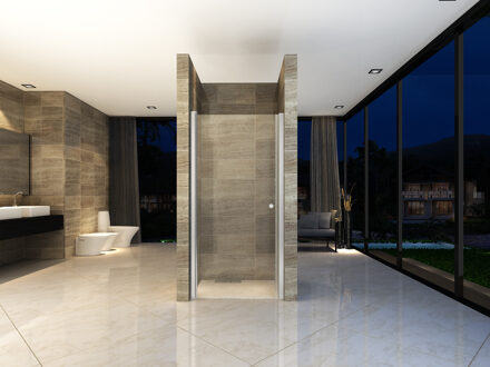 Boss & Wessing BWS Douchedeur | Hayes | 80x190cm | 6mm Helder Glas | Aluminium Chroom Profiel | Nisdeur