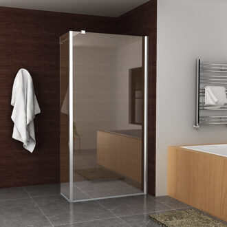 Boss & Wessing BWS Eco Zijwand met Hoekprofiel 30x200cm NANO Coating 8mm Wit Chroom