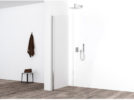 Boss & Wessing BWS Eco Zijwand met Muurprofiel 40x200cm NANO Coating 8mm Wit Chroom