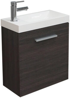 Boss & Wessing BWS Fonteinkast Emma 50x25x50cm Met Wastafel Links En Rechts Draaiend Houtnerf Grijs