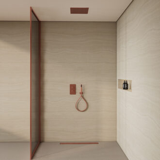 Boss & Wessing BWS Inbouw Plafondregendouche | Colorato | 30CM | met Handdouche | Geborsteld koper | SET