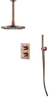 Boss & Wessing BWS Inbouw Regendouche | 20cm Stortdouche met plafonduitloop | Geborsteld Koper