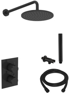 Boss & Wessing BWS Inbouw Regendouche | 30cm Stortdouche met muuruitloop met handdouche | Mat Zwart