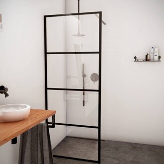 Boss & Wessing BWS Inloopdouche Frame 90x200 cm 8mm NANO Glas Mat Zwart Raster