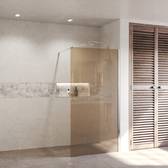 Boss & Wessing BWS Inloopdouche Pro Line Brons Glas 200 cm 8mm Nano Coating RVS Profiel en Stang (Alle Maten)