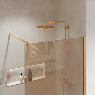 Boss & Wessing BWS Inloopdouche Pro Line Brons Glas 30x200 8mm Nano Coating Goud Profiel en Stang