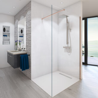 Boss & Wessing BWS Inloopdouche Pro Line | Helder Glas | Alle Maten | 8mm Nano Coating | Brons Koper Profiel en Stang