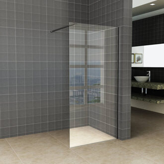 Boss & Wessing BWS Inloopdouche Pro Line Helderglas 140x200 8mm Nano Coating Mat Zwart Profiel en Stang