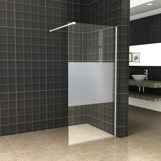 Boss & Wessing BWS Inloopdouche Pro Line Middenband 100x200 Mat Wit Profiel en Stabilisatiestang Mat Wit Profiel/beslag