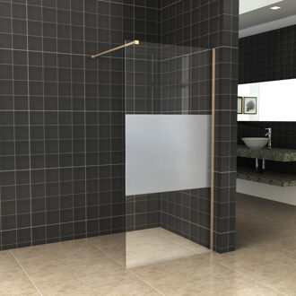 Boss & Wessing BWS Inloopdouche Pro Line Middenband 80x200 Geborsteld Messing Goud Profiel en Stang Geborsteld Messing Goud Profiel/beslag