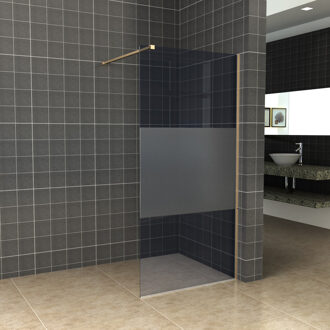 Boss & Wessing BWS Inloopdouche Pro Line Rookglas met Middenband 120x200 8mm Nano Coating Geborsteld Messing Goud Profiel en Stang Geborsteld Messing Goud Profiel/beslag