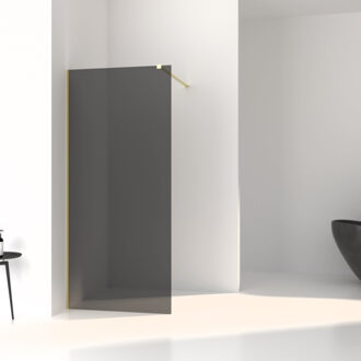 Boss & Wessing BWS Inloopdouche Slim | Rookglas Anti-Kalk Coating | Yellow Titanium Profiel (alle maten) Geborsteld Messing Goud Profiel/beslag