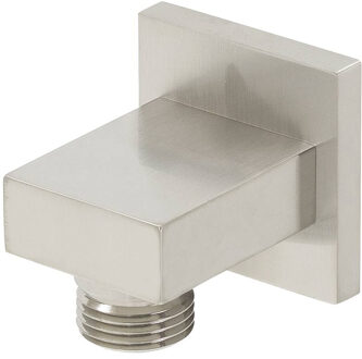 Boss & Wessing BWS Luxe Messing Muur Doucheaansluiting Vierkant 1/2" Geborsteld Staal