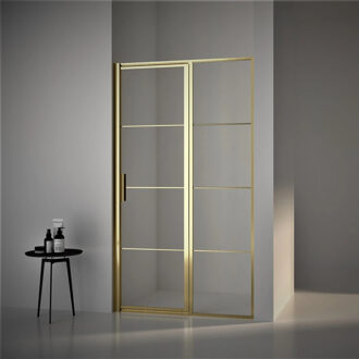 Boss & Wessing BWS Nisdeur Frame met Vast Paneel 80x200 cm 8 mm NANO Glas Geborsteld Messing Goud