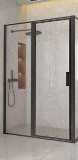 Boss & Wessing BWS Nisdeur Recta Met Vast Paneel 100x200 8 mm NANO Glas Mat Zwart Profiel inclusief Ombouwset