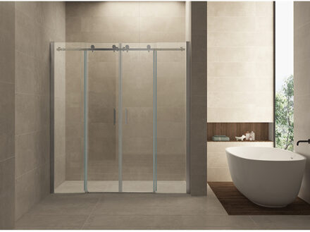 Boss & Wessing BWS Nisdeur Schuifbaar 4-Delig 180x200 cm 8 mm Nano Coating Chroom