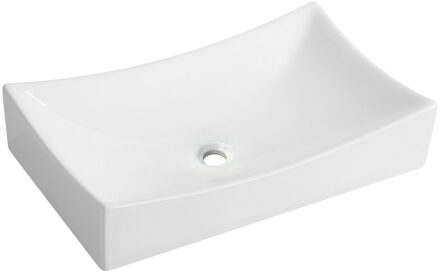 Boss & Wessing BWS Opzetwastafel Gaia Keramiek Geen Overloop 650x395x135mm Wit Hoogglans Wit