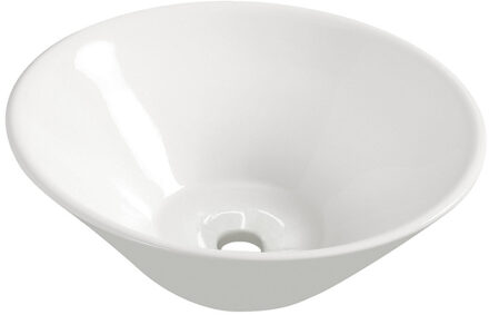 Boss & Wessing BWS Round Opzetwastafel 420x420x150mm Rond Zonder overloop Keramiek Wit Hoogglans Wit