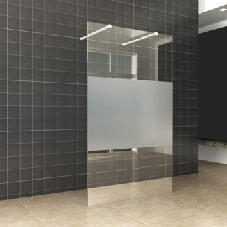 Boss & Wessing BWS Vrijstaande Inloopdouche Pro Line Middenband met Twee Stabilisatiestangen Mat Wit (5 varianten)