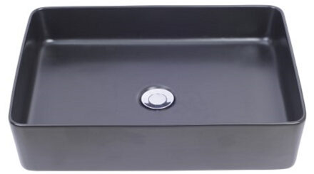 Boss & Wessing BWS Waskom Mono Opzet Model Rechthoek 50x35x14.5 cm Mat Zwart
