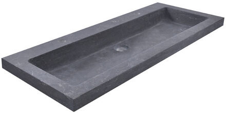 Boss & Wessing BWS Wastafel Hardsteen 100x46x5 cm 2 Kraangaten Mat Zwart